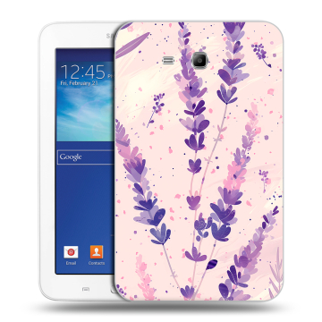 Силиконовый чехол на Samsung Galaxy Tab 3 Lite с принтом цветы лаванда Силиконовый чехол на Samsung Galaxy Tab 3 Lite с принтом цветы лаванда