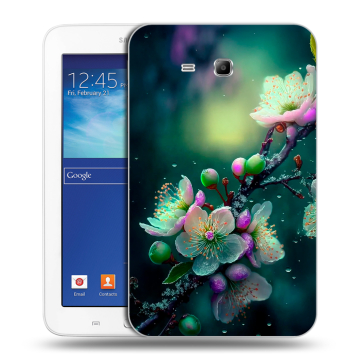 Силиконовый чехол на Samsung Galaxy Tab 3 Lite с принтом Цветы и мрамор