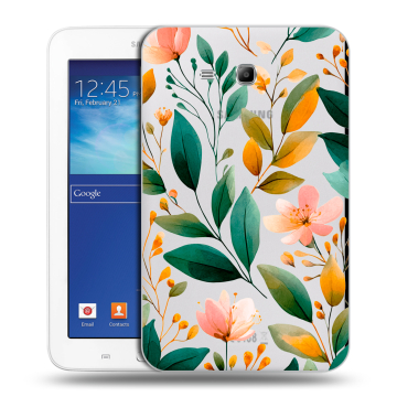 Силиконовый чехол на Samsung Galaxy Tab 3 Lite с принтом Цветы паттерн Силиконовый чехол на Samsung Galaxy Tab 3 Lite с принтом Цветы паттерн