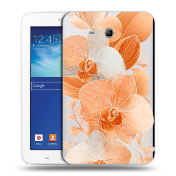 Силиконовый чехол на Samsung Galaxy Tab 3 Lite с принтом Бежевые цветы Силиконовый чехол на Samsung Galaxy Tab 3 Lite с принтом Бежевые цветы