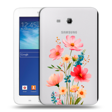 Силиконовый чехол на Samsung Galaxy Tab 3 Lite с принтом Цветы Силиконовый чехол на Samsung Galaxy Tab 3 Lite с принтом Цветы