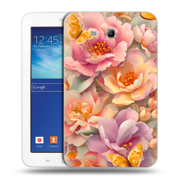 Силиконовый чехол на Samsung Galaxy Tab 3 Lite с принтом Цветы и бабочки Силиконовый чехол на Samsung Galaxy Tab 3 Lite с принтом Цветы и бабочки
