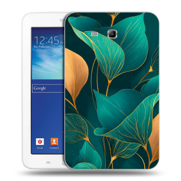 Силиконовый чехол на Samsung Galaxy Tab 3 Lite с принтом Листья и золото Силиконовый чехол на Samsung Galaxy Tab 3 Lite с принтом Листья и золото