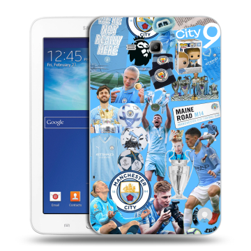 Силиконовый чехол на Samsung Galaxy Tab 3 Lite с принтом Man City Манчестер Сити