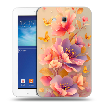 Силиконовый чехол на Samsung Galaxy Tab 3 Lite с принтом Цветы и бабочки