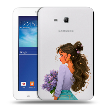 Силиконовый чехол на Samsung Galaxy Tab 3 Lite с принтом девушка цветы