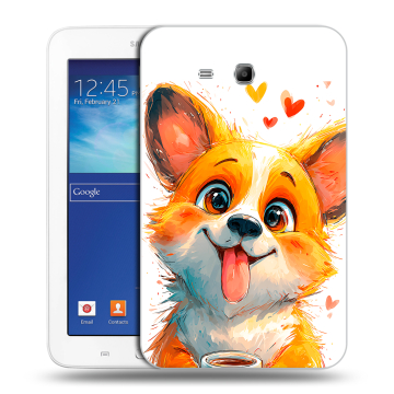 Силиконовый чехол на Samsung Galaxy Tab 3 Lite с принтом корги Силиконовый чехол на Samsung Galaxy Tab 3 Lite с принтом корги