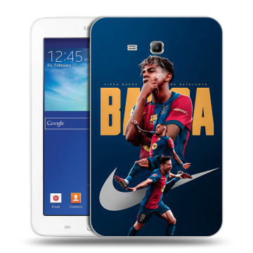 Силиконовый чехол на Samsung Galaxy Tab 3 Lite с принтом Барселона Barca Yamal Силиконовый чехол на Samsung Galaxy Tab 3 Lite с принтом Барселона Barca Yamal