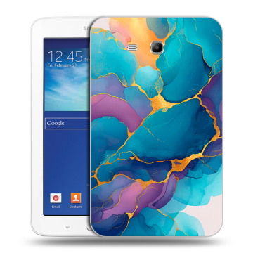 Силиконовый чехол на Samsung Galaxy Tab 3 Lite с принтом Мрамор блестки