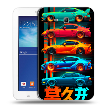 Силиконовый чехол на Samsung Galaxy Tab 3 Lite с принтом машины тачки