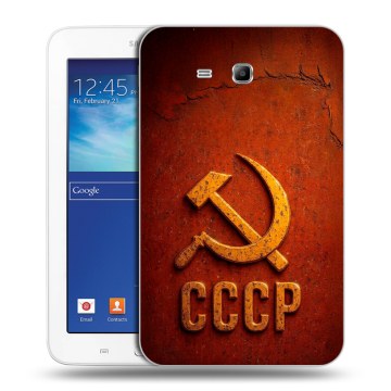 Силиконовый чехол на Samsung Galaxy Tab 3 Lite с принтом Флаг Герб СССР Силиконовый чехол на Samsung Galaxy Tab 3 Lite с принтом Флаг Герб СССР