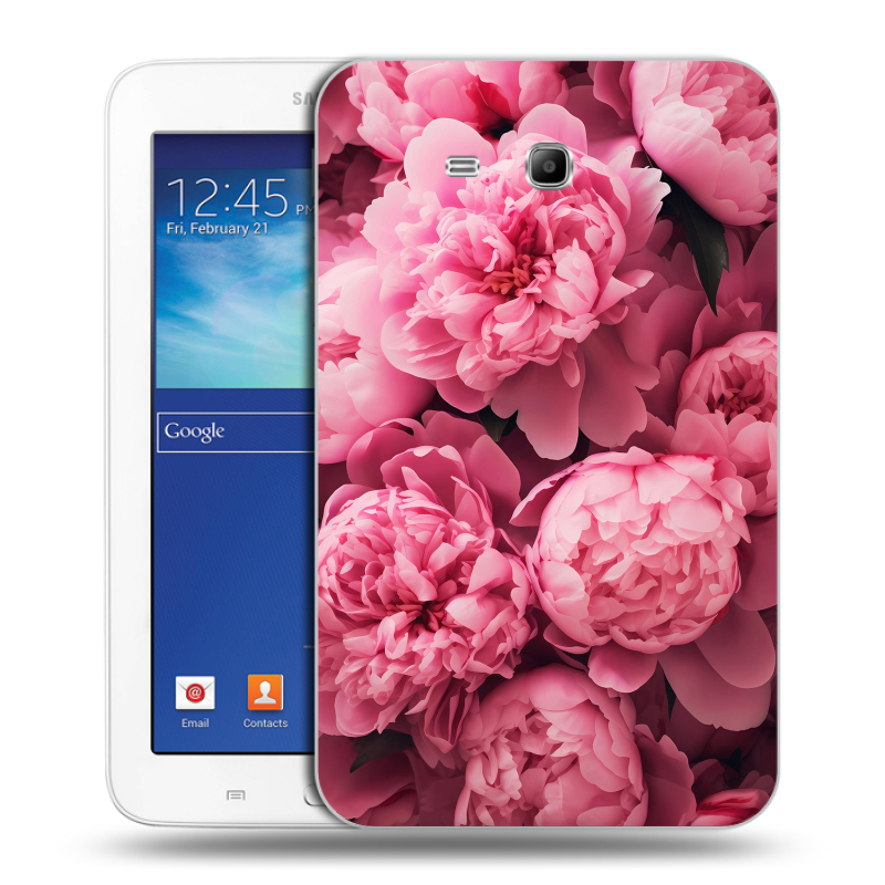 Силиконовый чехол на Samsung Galaxy Tab 3 Lite с принтом цветы пионы Силиконовый чехол на Samsung Galaxy Tab 3 Lite с принтом цветы пионы