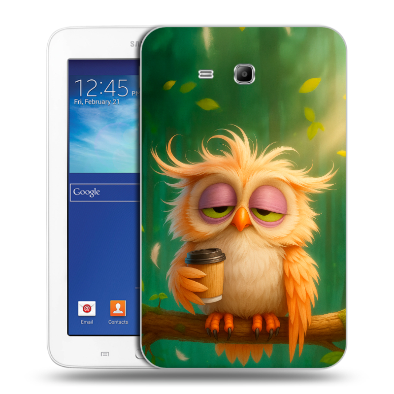 Силиконовый чехол на Samsung Galaxy Tab 3 Lite с принтом сова Силиконовый чехол на Samsung Galaxy Tab 3 Lite с принтом сова