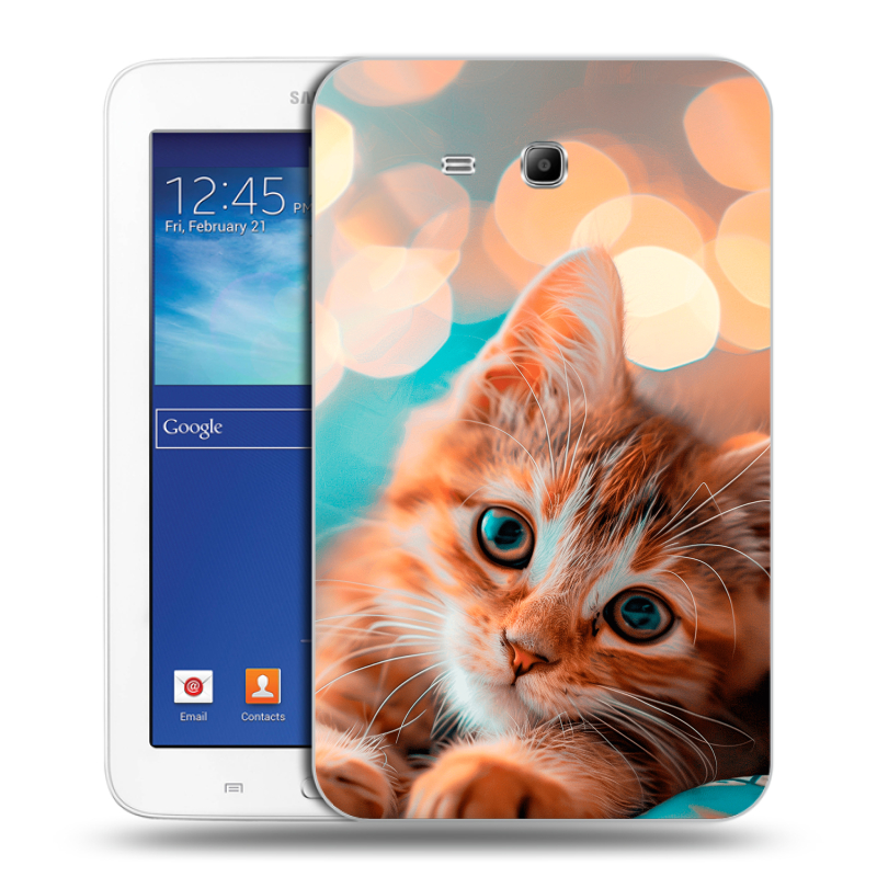 Силиконовый чехол на Samsung Galaxy Tab 3 Lite с принтом котик Силиконовый чехол на Samsung Galaxy Tab 3 Lite с принтом котик