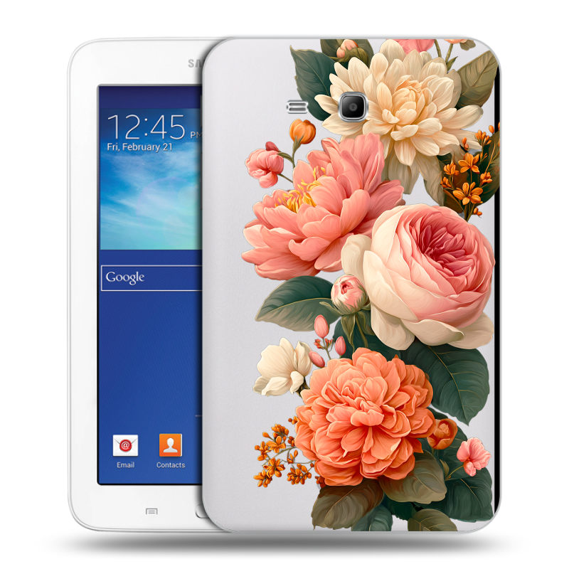 Силиконовый чехол на Samsung Galaxy Tab 3 Lite с принтом цветы Силиконовый чехол на Samsung Galaxy Tab 3 Lite с принтом цветы
