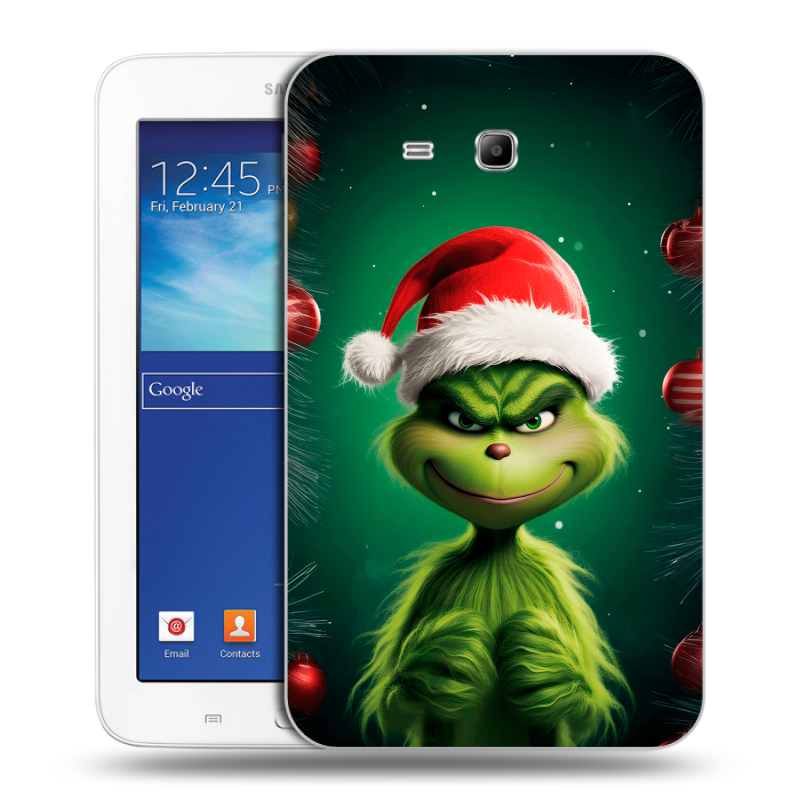 Силиконовый чехол на планшета Samsung Galaxy Tab 3 Lite с принтом Гринч Новый год Рождество Силиконовый чехол на планшета Samsung Galaxy Tab 3 Lite с принтом Гринч Новый год Рождество