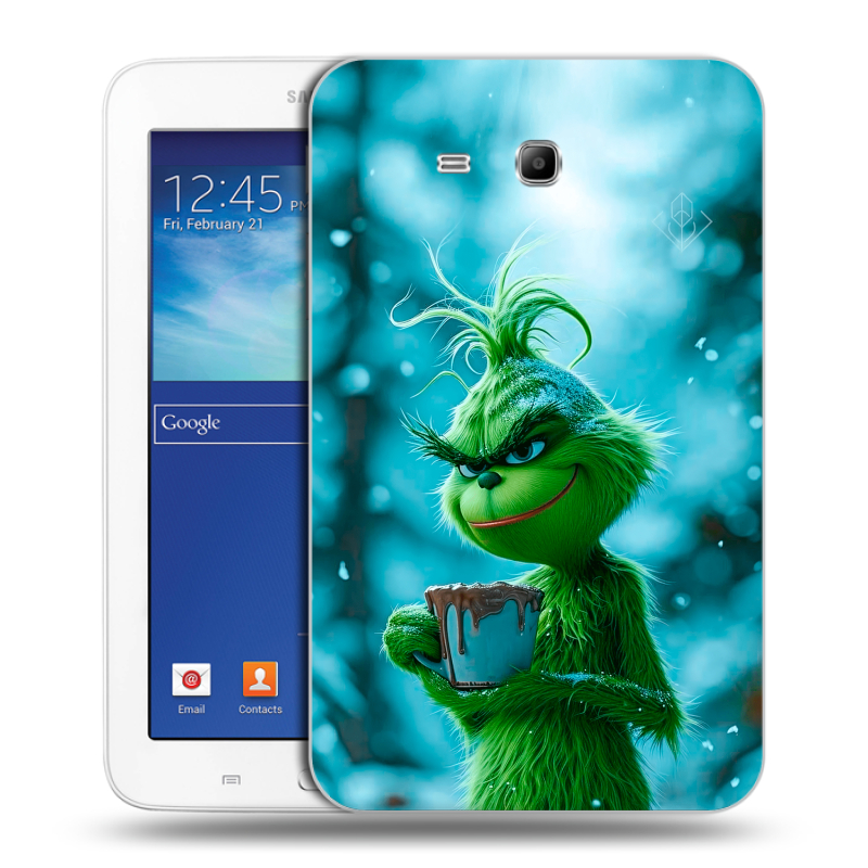 Силиконовый чехол на планшета Samsung Galaxy Tab 3 Lite с принтом Новый год гринч Силиконовый чехол на планшета Samsung Galaxy Tab 3 Lite с принтом Новый год гринч