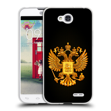 Пластиковый чехол на LG L90 с принтом Герб России желтый