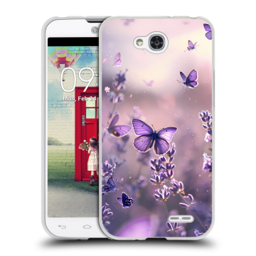 Пластиковый чехол на LG L90 с принтом бабочки и лаванда