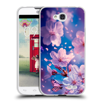 Пластиковый чехол на LG L90 с принтом цветы бабочки