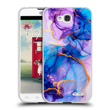 Пластиковый чехол на LG L90 с принтом синий мрамор
