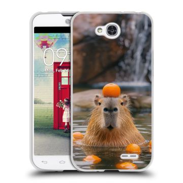 Пластиковый чехол на LG L90 с принтом Капибара с апельсином Пластиковый чехол на LG L90 с принтом Капибара с апельсином