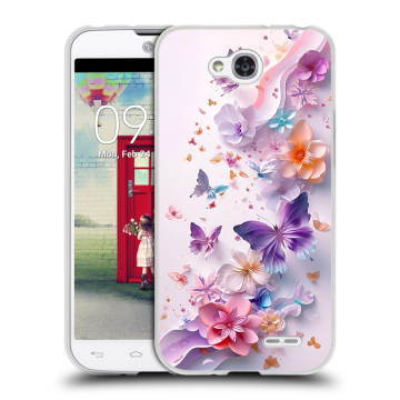 Пластиковый чехол на LG L90 с принтом цветы бабочки Пластиковый чехол на LG L90 с принтом цветы бабочки