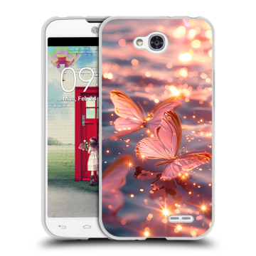 Пластиковый чехол на LG L90 с принтом бабочки розовые