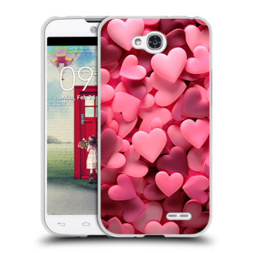 Пластиковый чехол на LG L90 с принтом розовые сердечки