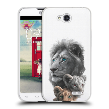 Пластиковый чехол на LG L90 с принтом Львы