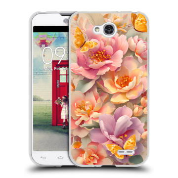 Пластиковый чехол на LG L90 с принтом Цветы и бабочки
