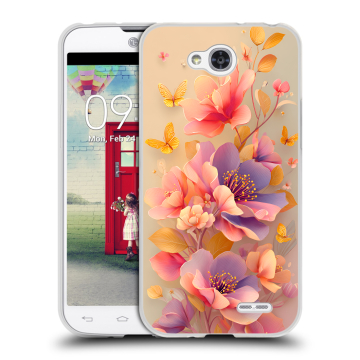 Пластиковый чехол на LG L90 с принтом Цветы и бабочки