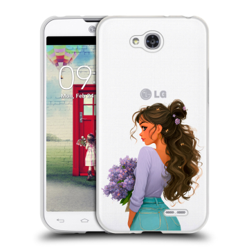 Пластиковый чехол на LG L90 с принтом девушка цветы