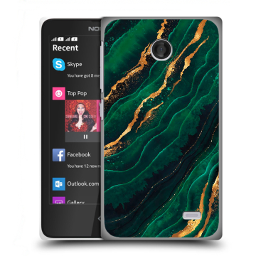 Силиконовый чехол на Nokia X / X+ с принтом Мрамор зеленое золото Силиконовый чехол на Nokia X / X+ с принтом Мрамор зеленое золото