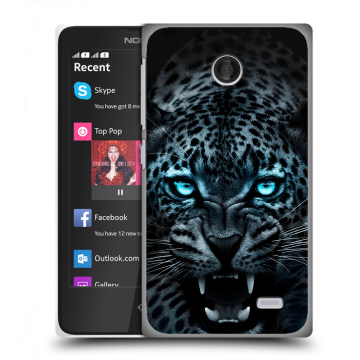 Силиконовый чехол на Nokia X / X+ с принтом Темный леопард Силиконовый чехол на Nokia X / X+ с принтом Темный леопард