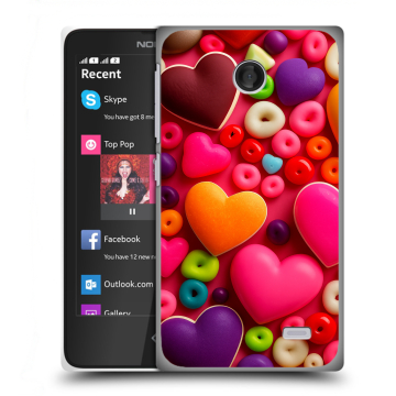 Силиконовый чехол на Nokia X / X+ с принтом Сердечки Силиконовый чехол на Nokia X / X+ с принтом Сердечки