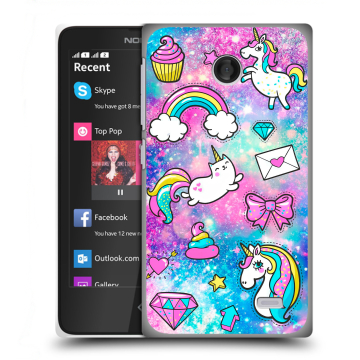 Силиконовый чехол на Nokia X с принтом Единороги