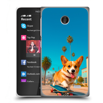 Силиконовый чехол на Nokia X с принтом Корги на скейте Силиконовый чехол на Nokia X с принтом Корги на скейте