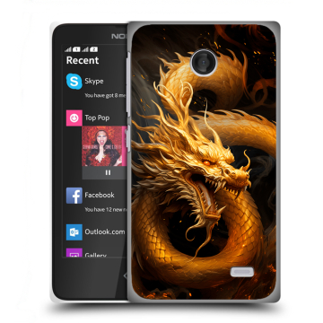 Силиконовый чехол на Nokia X с принтом Золотой дракон