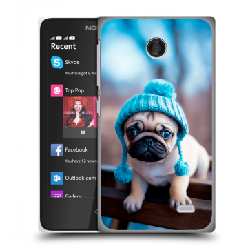 Силиконовый чехол на Nokia X с принтом Мопс в шапке Силиконовый чехол на Nokia X с принтом Мопс в шапке