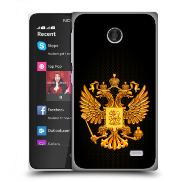 Силиконовый чехол на Nokia X с принтом Герб России желтый Силиконовый чехол на Nokia X с принтом Герб России желтый