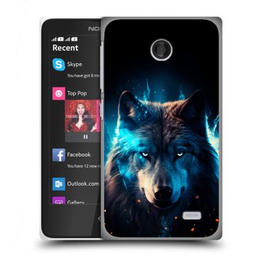 Силиконовый чехол на Nokia X с принтом Волк ночной