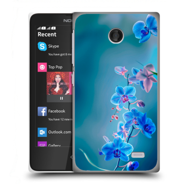 Силиконовый чехол на Nokia X с принтом Голубые цветы