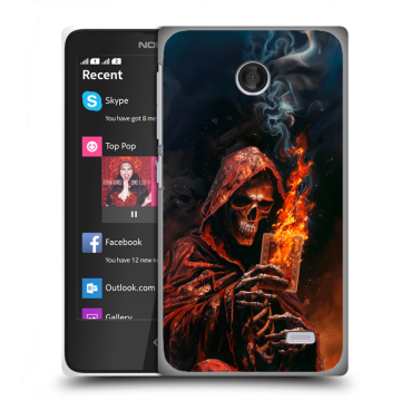 Силиконовый чехол на Nokia X с принтом Скелет и карты Силиконовый чехол на Nokia X с принтом Скелет и карты