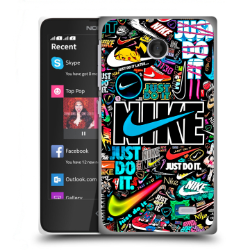 Силиконовый чехол на Nokia X с принтом найк nike черный
