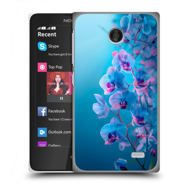Силиконовый чехол на Nokia X с принтом голубые орхидеи Силиконовый чехол на Nokia X с принтом голубые орхидеи