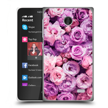 Силиконовый чехол на Nokia X с принтом лавандовые розы