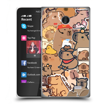 Силиконовый чехол на Nokia X с принтом капибара Силиконовый чехол на Nokia X с принтом капибара