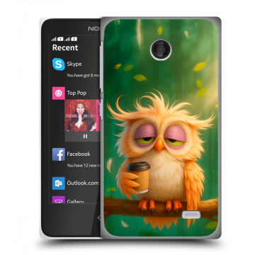 Силиконовый чехол на Nokia X с принтом сова Силиконовый чехол на Nokia X с принтом сова