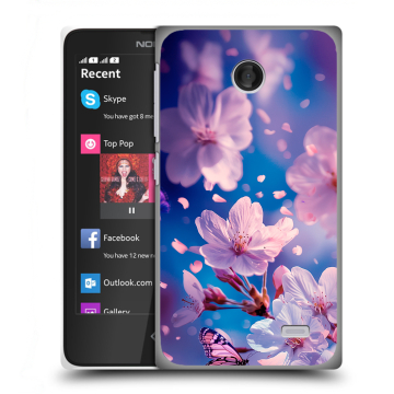 Силиконовый чехол на Nokia X с принтом цветы бабочки Силиконовый чехол на Nokia X с принтом цветы бабочки